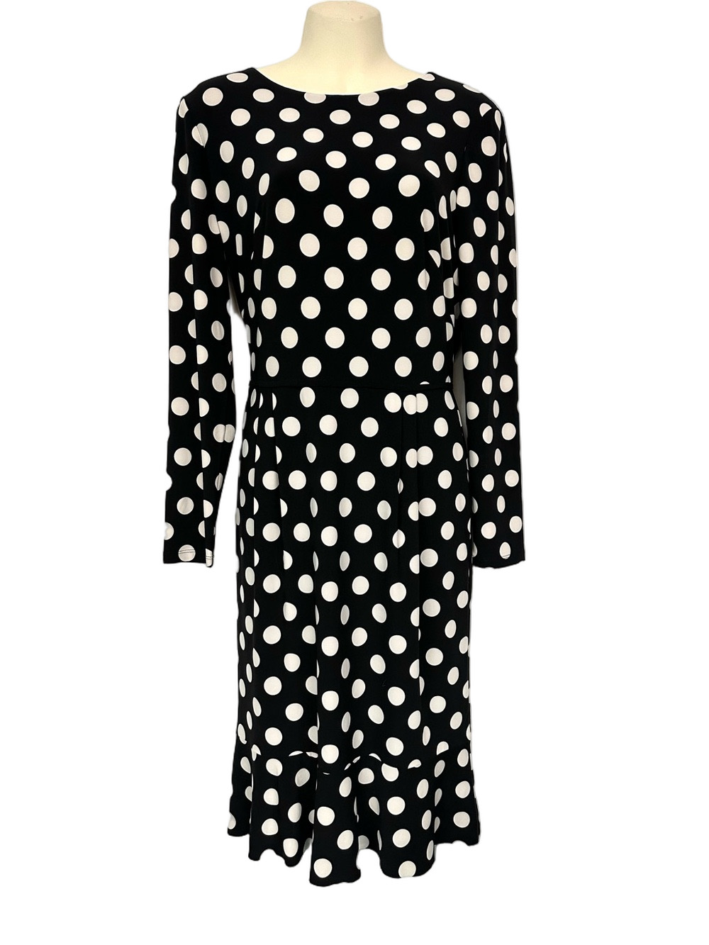 Lauren Ralph Lauren Black White Polka Dot Dress Size 8 Classic Retro Preppy